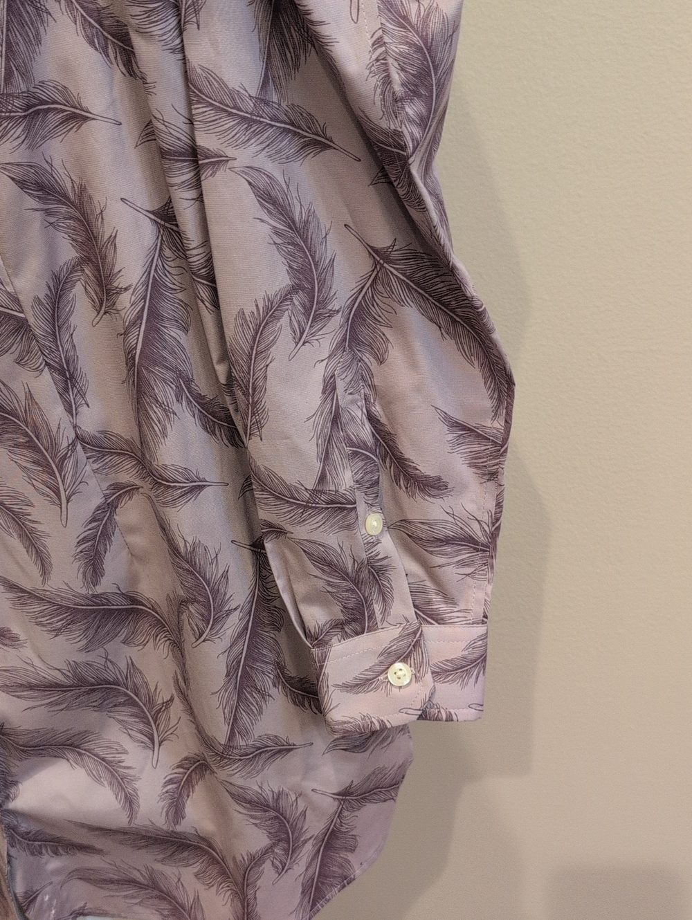 Duluth Lavender Feather-Print Women's Button Down Tunic - Picture 4 of 6